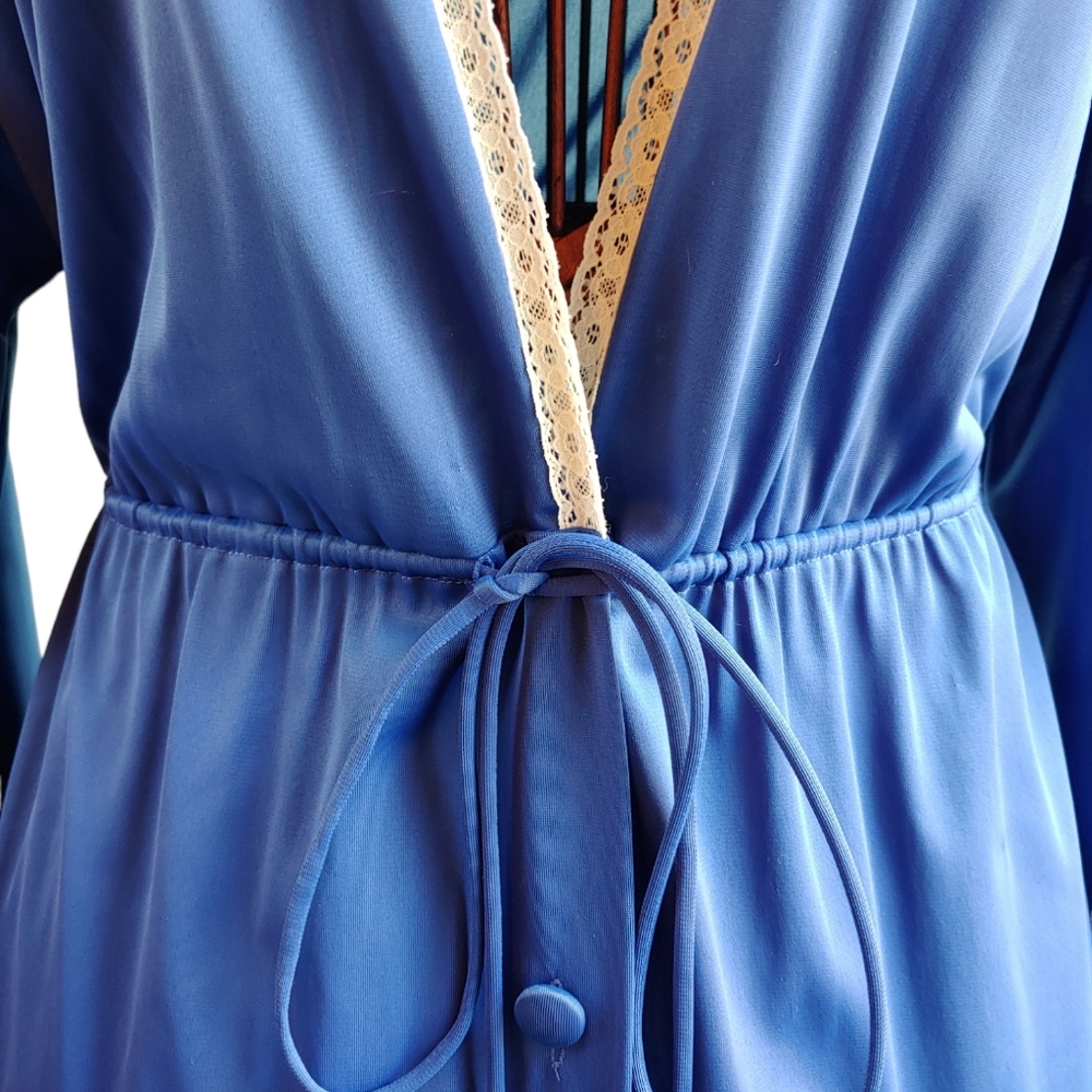 Vintage Vanity Fair Nylon Blue Dressing Gown Robe Nightgown Duster - Size 34 - Picture 5 of 16
